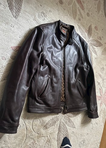 Kahverengi Deri Biker Ceket - Görsel 3