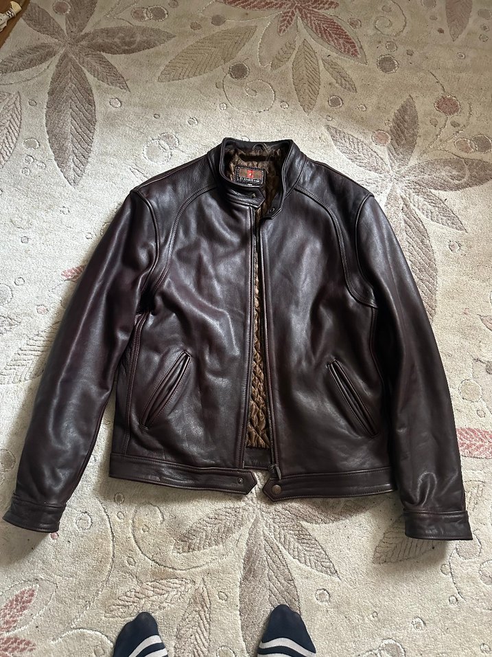 Kahverengi Deri Biker Ceket - Görsel 2