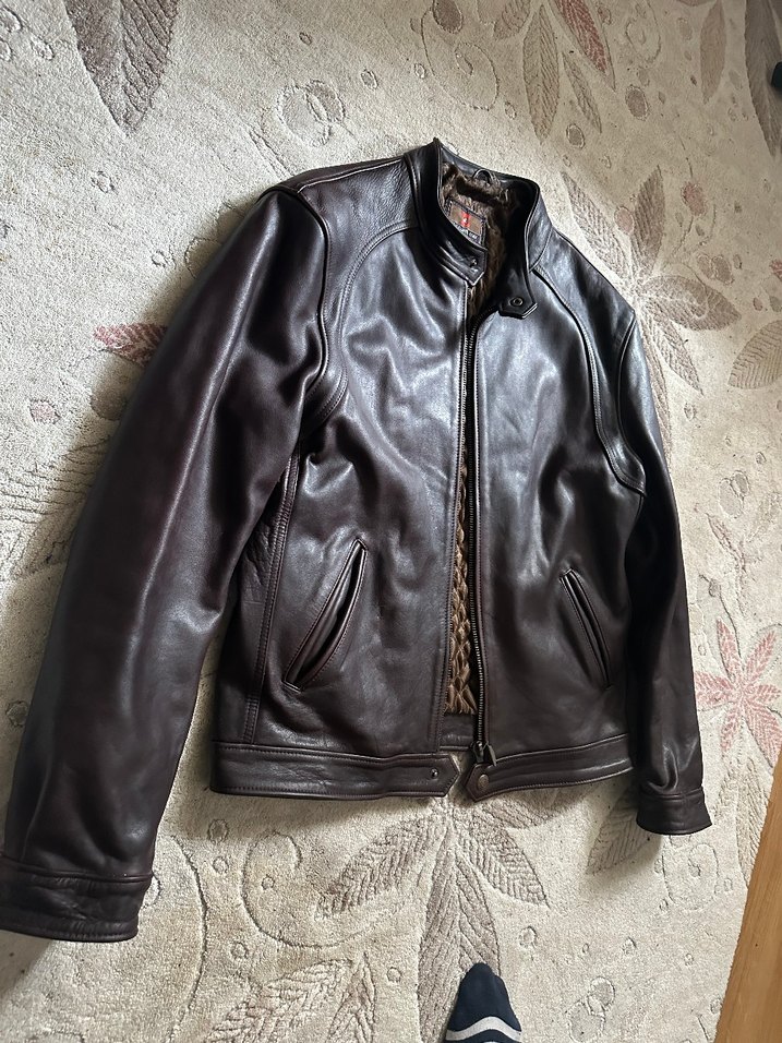 Kahverengi Deri Biker Ceket - Görsel 3