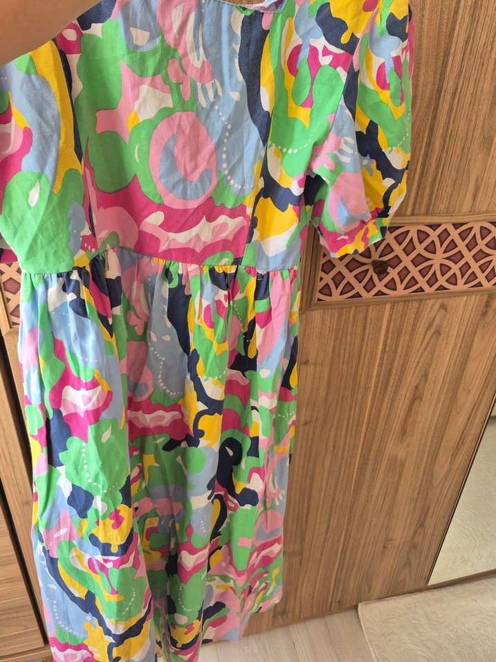 Kadın Çok Renkli Mini Bağlama Desenli Elbise - Görsel 2