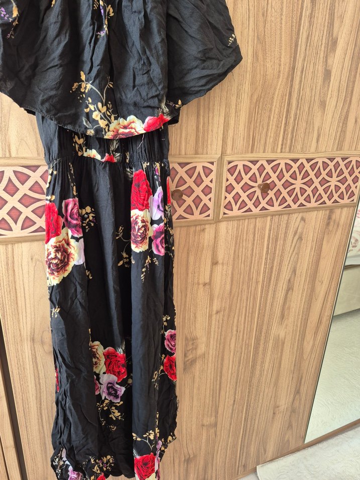 Çiçek Desenli Uzun Bohem Elbise - Görsel 2