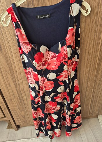 Çiçek Desenli Renkli kısa Bohem Elbise - Görsel 2