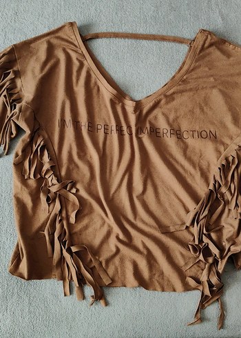 Topshop V Yaka Kahverengi Süet Salaş Hamile Bluzu