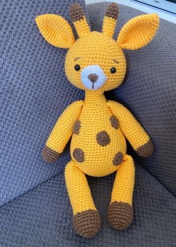 Sarı El Örgüsü Zürafa Peluş Oyuncak