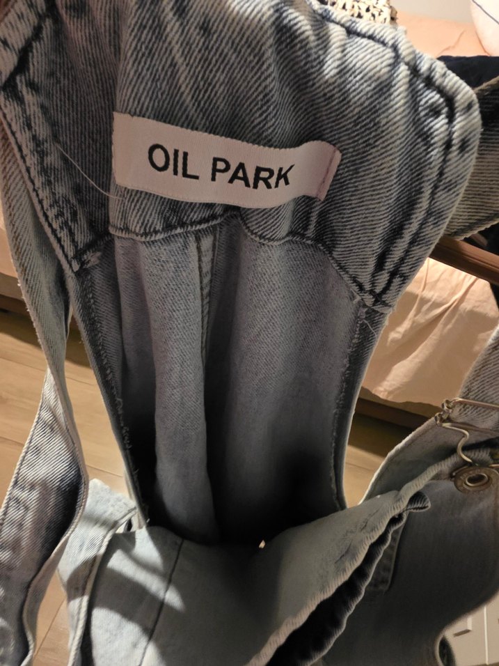 Kızlar için Gri Bol Kesim Denim Salopet - Görsel 2