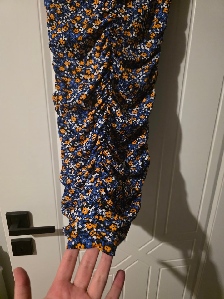 Çiçek Desenli Drapeli Mini Elbise - Görsel 4