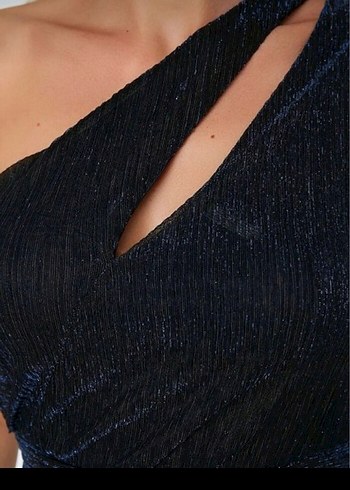 Lacivert Yılan Desenli Mini Drapeli Elbise - Görsel 3