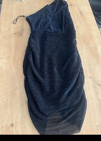 Lacivert Yılan Desenli Mini Drapeli Elbise - Görsel 7