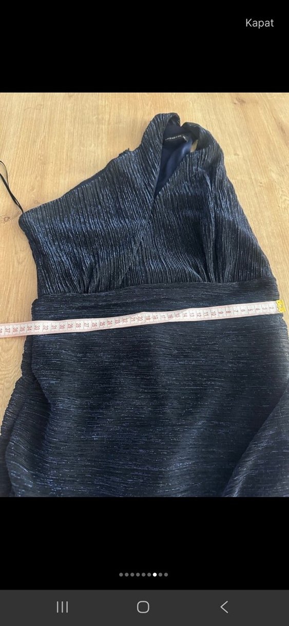 Lacivert Yılan Desenli Mini Drapeli Elbise - Görsel 5