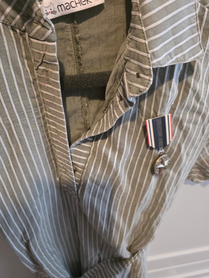 Gri Çizgili Kısa Kollu elbise - Görsel 5