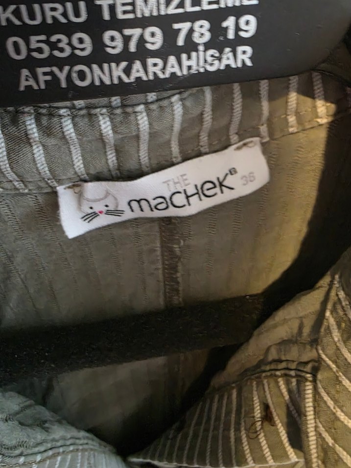 Gri Çizgili Kısa Kollu elbise - Görsel 2