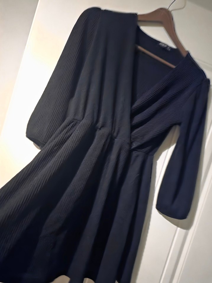 Siyah Midi Boy Salaş Kadın Elbise - Görsel 2