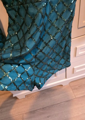 İçin Parlak Turkuaz Yılan Desenli tulum - Görsel 6