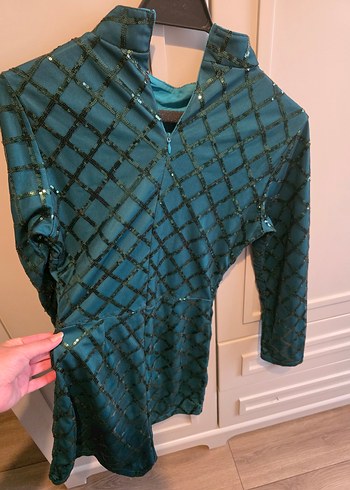 İçin Parlak Turkuaz Yılan Desenli tulum - Görsel 3