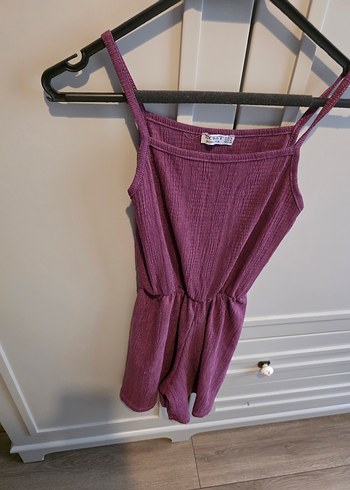 Bordo Triko Mini Askılı Tulum - Görsel 2