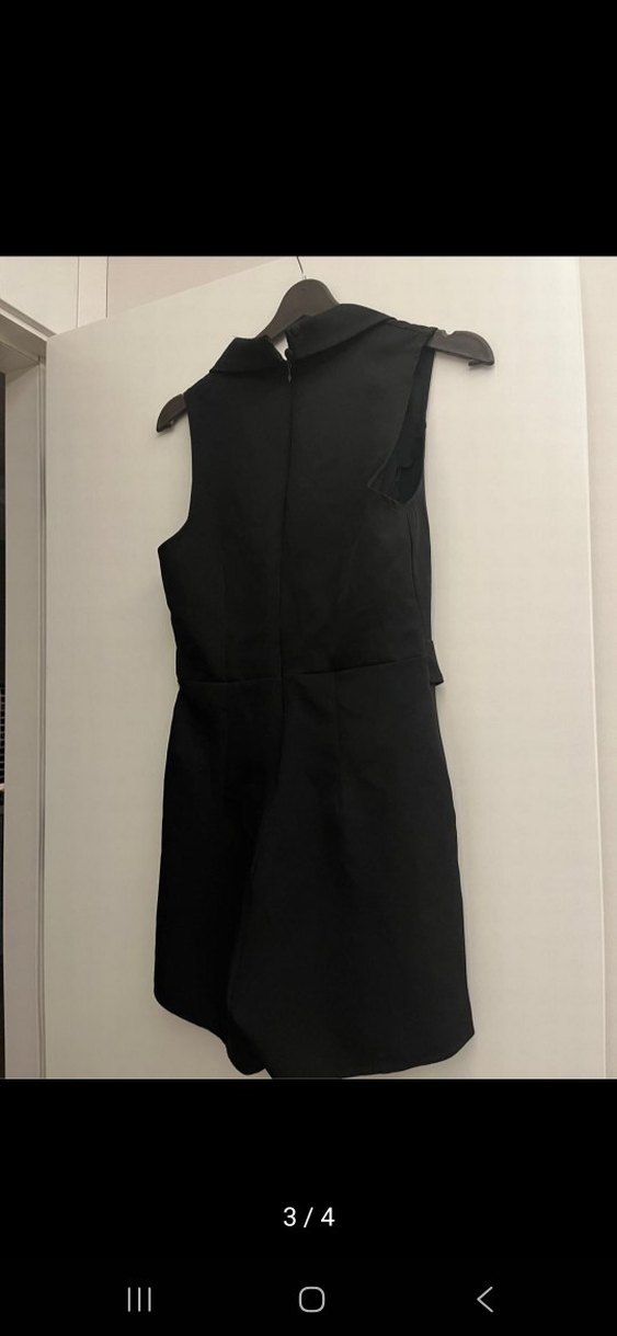 Kemerli Siyah Uzun Kesim Kadın tulum - Görsel 3