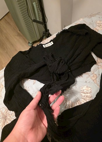 Drapeli Siyah Mini  Kısa Etek - Görsel 4