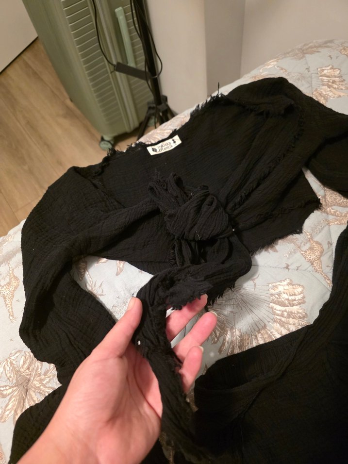 Drapeli Siyah Mini  Kısa Etek - Görsel 4