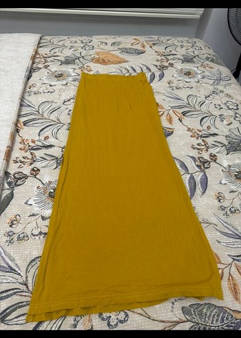 Sarı Uzun Keten Salaş Etek - Görsel 3