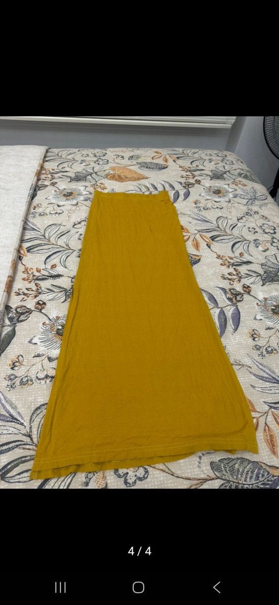 Sarı Uzun Keten Salaş Etek - Görsel 3