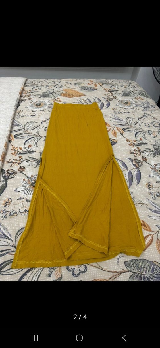 Sarı Uzun Keten Salaş Etek - Görsel 2