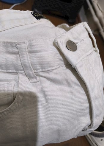 Diğer Düğmeli Beyaz Kadın Kot Pantolon