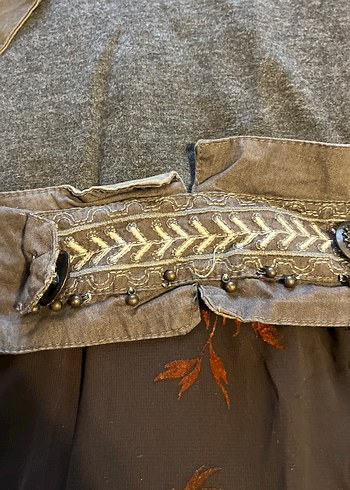 Bohem Tarzı Kahverengi Desenli otantik elbise - Görsel 4