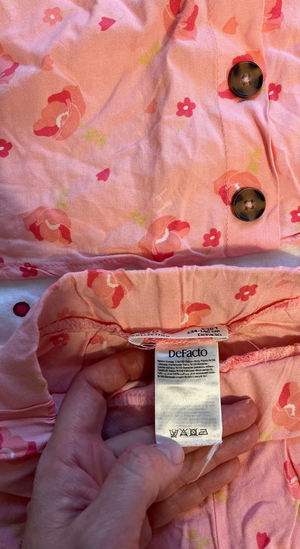 Düğmeli Pembe Kız şort- kolsuz Takımı - Görsel 2