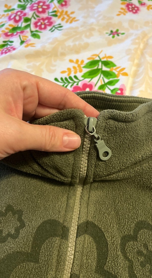 Kız Çocuk Yeşil Fermuarlı Polar Ceket - Görsel 3