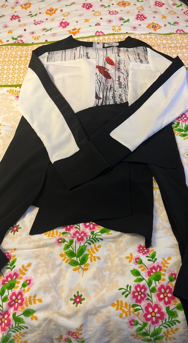 Drapeli Uzun Kollu Desenli tasarım Kadın Bluz - Görsel 2