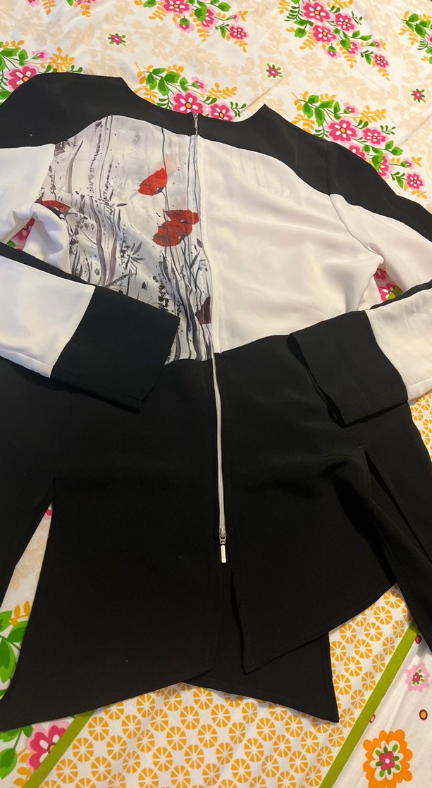 Drapeli Uzun Kollu Desenli tasarım Kadın Bluz - Görsel 4