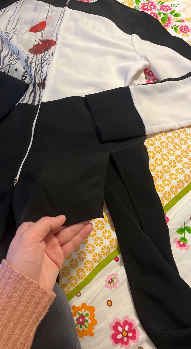 Drapeli Uzun Kollu Desenli tasarım Kadın Bluz - Görsel 5