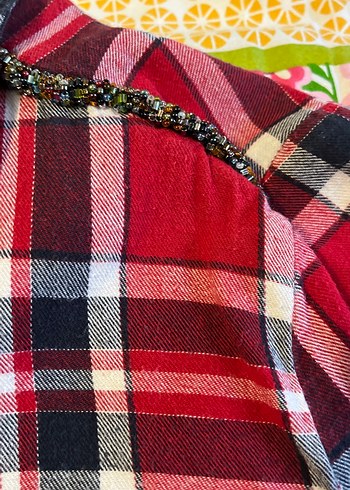 Kadın Kırmızı Ekose Gömlek - Görsel 4