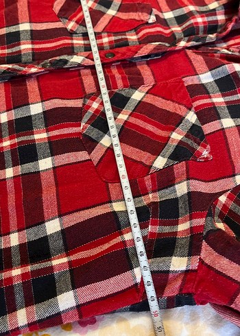 Kadın Kırmızı Ekose Gömlek - Görsel 5