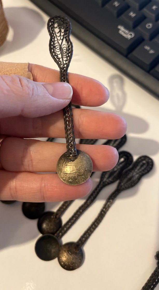 telkari gümüş 1667 yılı antika Kaşık Seti - Görsel 2