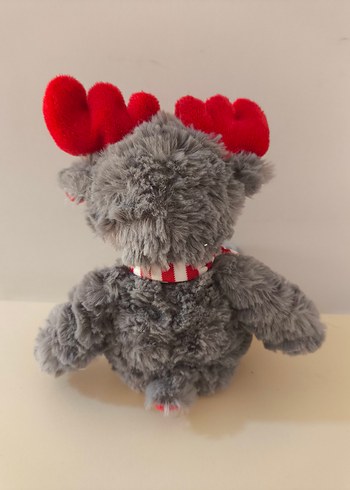 Beden Gri ve Kırmızı Peluş Geyik Oyuncak