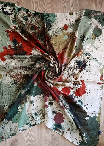 Kadın Çok Renkli Bohem Dökümlü Fular - Görsel 3