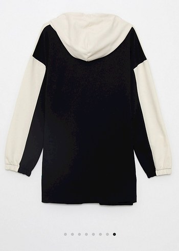 Kadın Siyah Beyaz Kapüşonlu Sweatshirt - Görsel 3