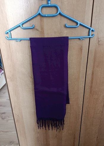 Mor İpek Dokulu Püsküllü Kadın Şalı - Görsel 3