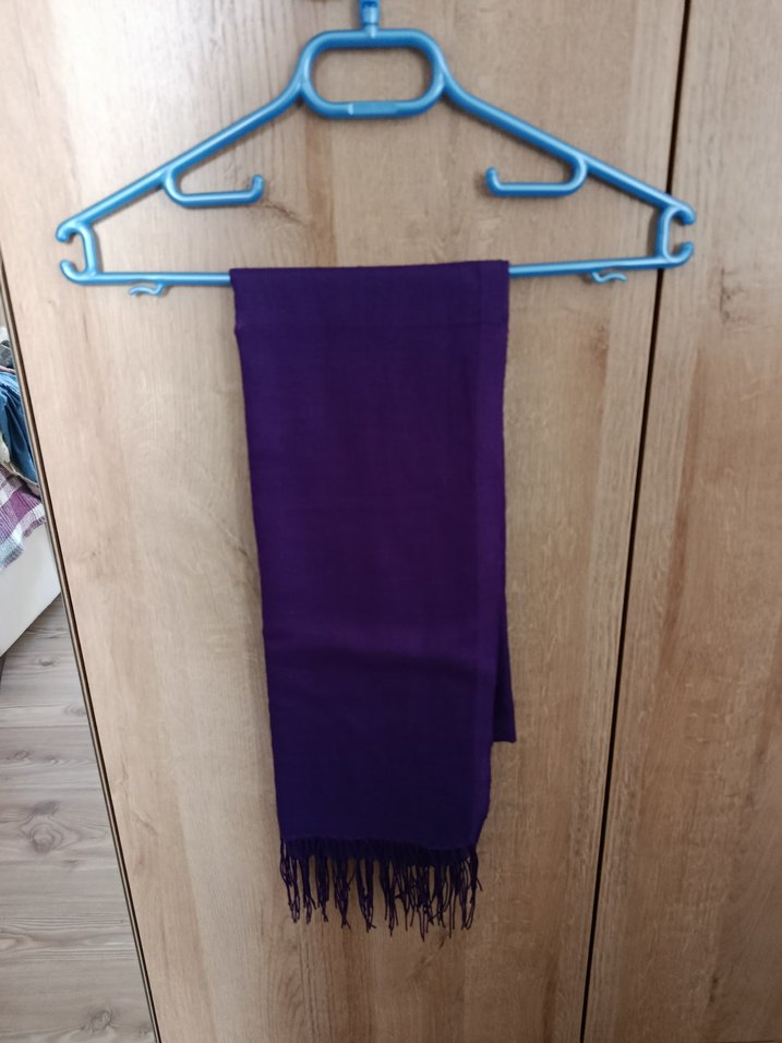 Mor İpek Dokulu Püsküllü Kadın Şalı - Görsel 3