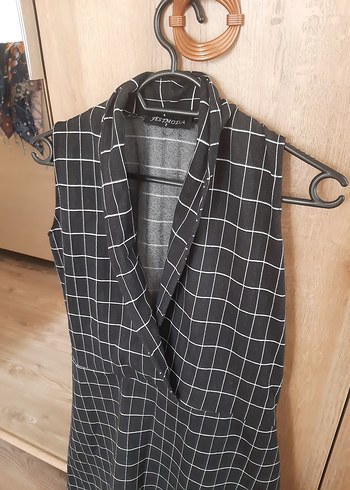 Drapeli Ekose Uzun Elbise - Görsel 4