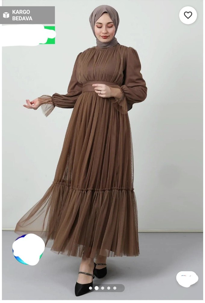 Kadın Kahverengi Piliseli Uzun Elbise - Görsel 2