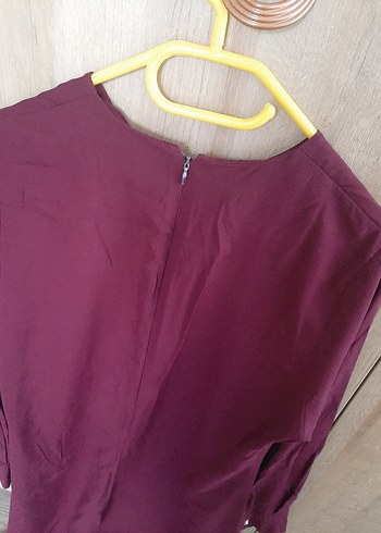 Bordo Kadın Midi Tunik Düğmeli - Görsel 6