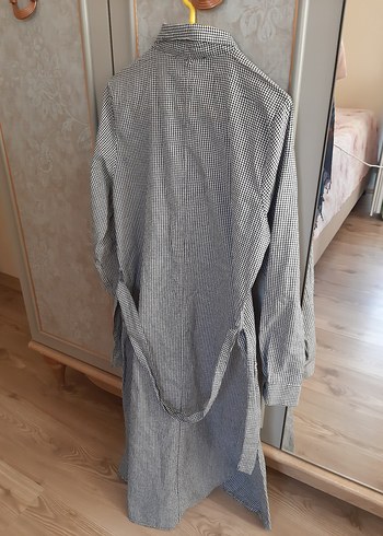 Gri Uzun Düğmeli Keten Kadın Gömlek - Görsel 4