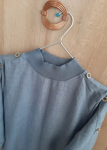 Düğmeli Uzun Kollu Keten Tunik - Görsel 5