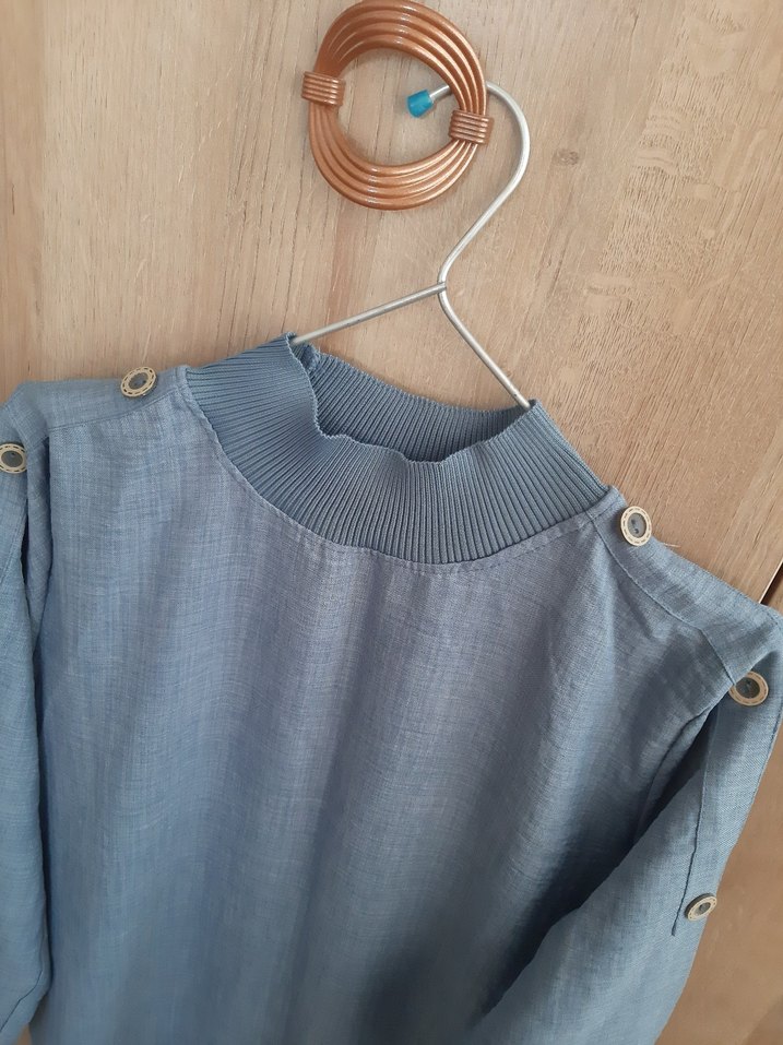 Düğmeli Uzun Kollu Keten Tunik - Görsel 5