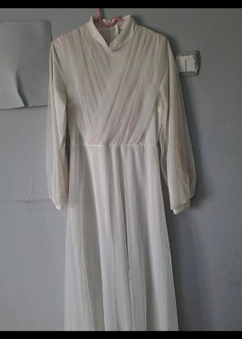 Uzun Beyaz Kadın nikah elbisesi kemerli - Görsel 7