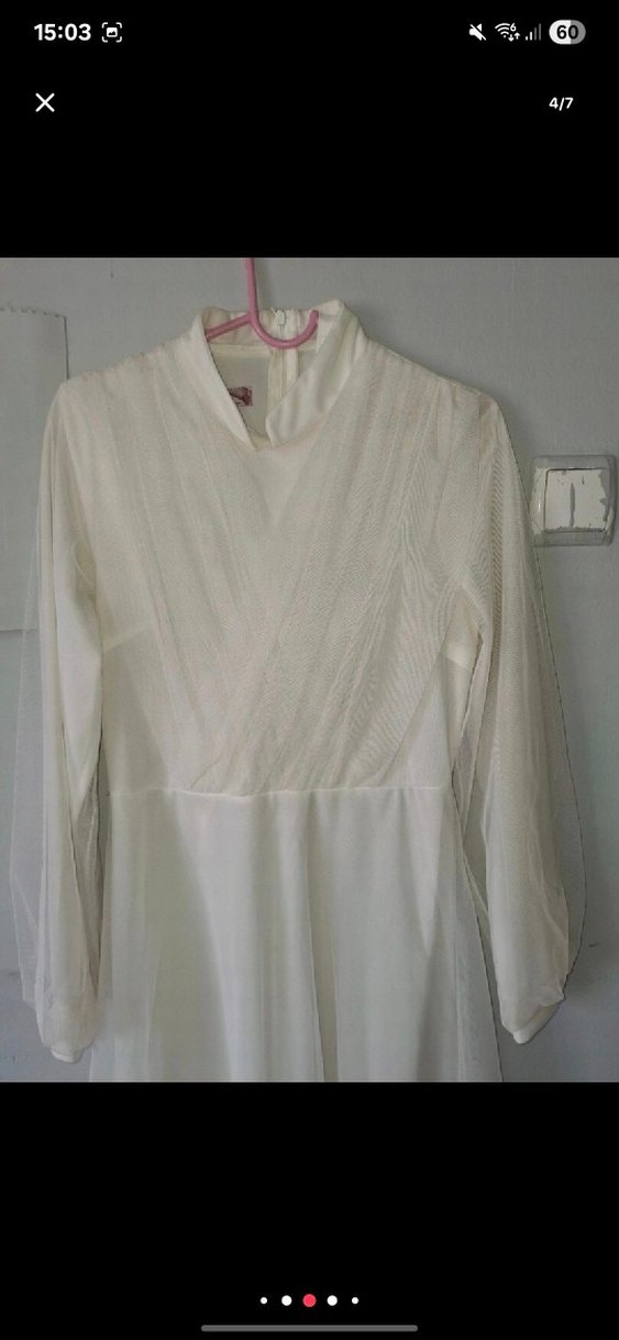 Uzun Beyaz Kadın nikah elbisesi kemerli - Görsel 4