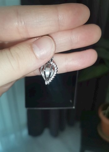 Gümüş incili istiridye kolye - Görsel 3