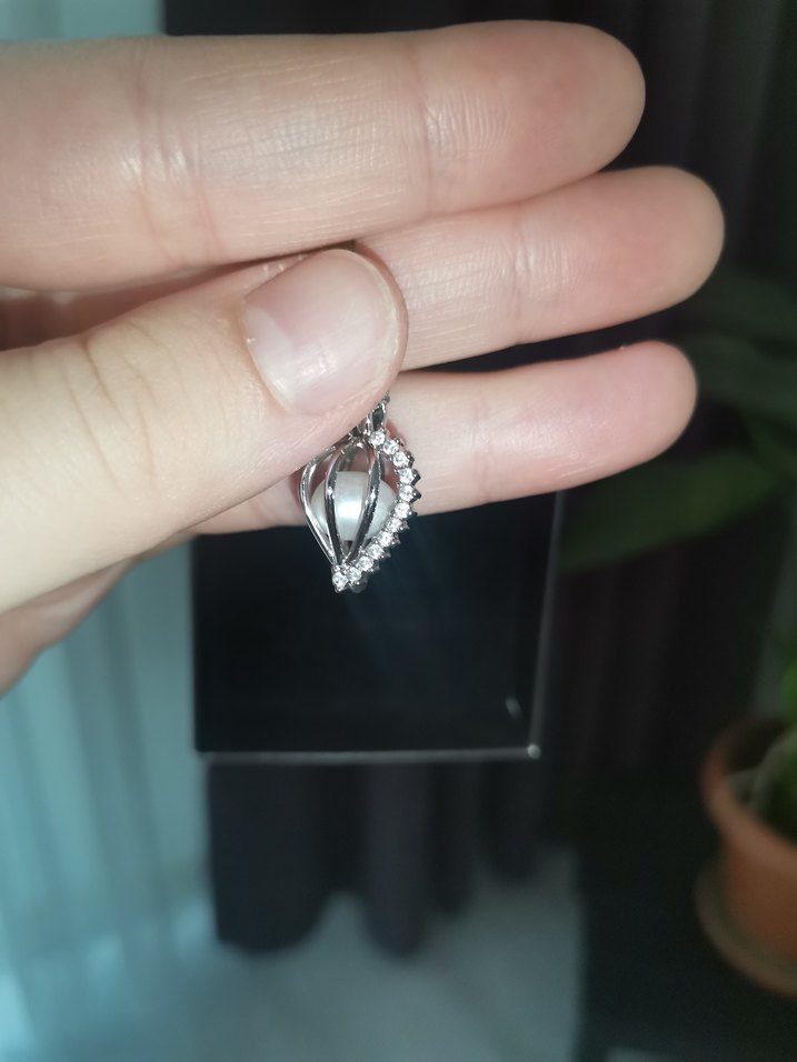 Gümüş incili istiridye kolye - Görsel 3